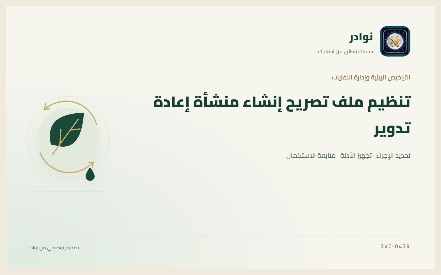 غلاف توضيحي من هوية نوادر بعنوان تنظيم ملف تصريح إنشاء منشأة إعادة تدوير