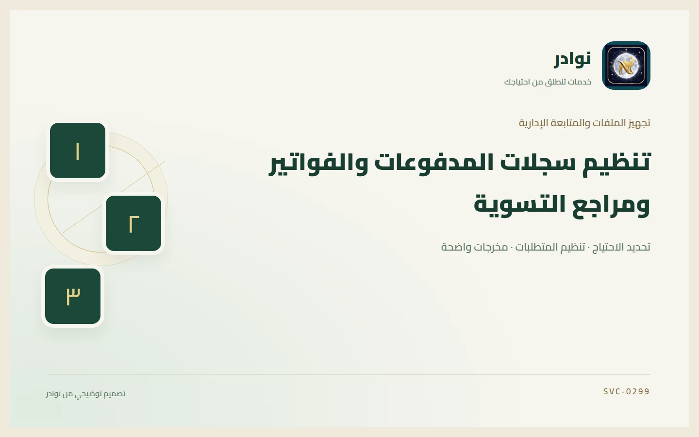 غلاف توضيحي من هوية نوادر بعنوان تنظيم سجلات المدفوعات والفواتير ومراجع التسوية