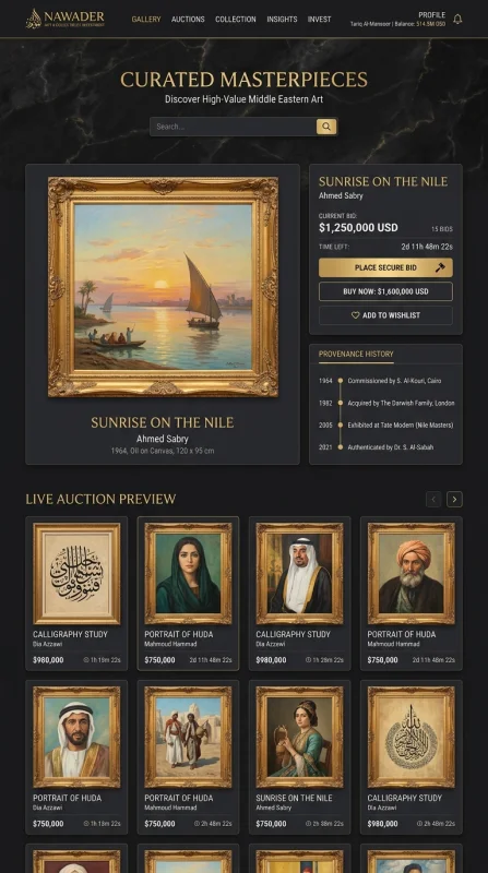 UI for Nawader Art Investment