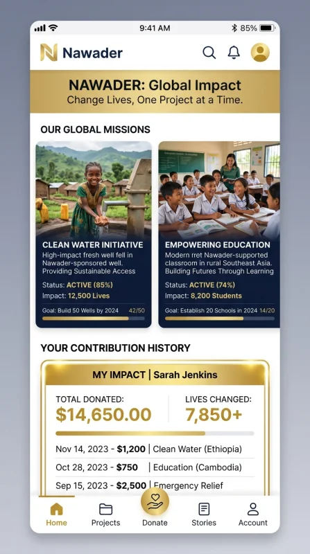 Mobile UI for Nawader Foundation