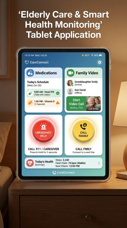 Elderly care smart health UI