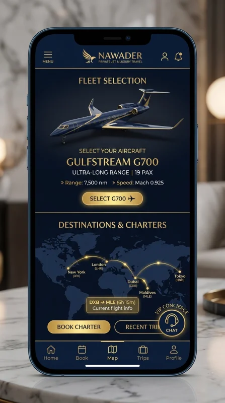 Mobile UI for Private Jet
