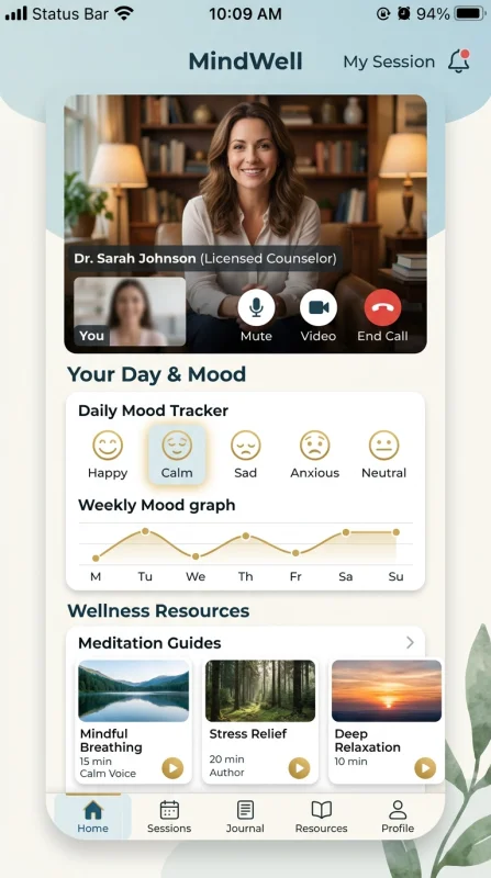 Mobile UI Mental Health Counseling