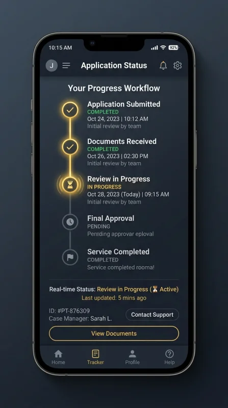 Mobile UI Progress Tracker Workflow