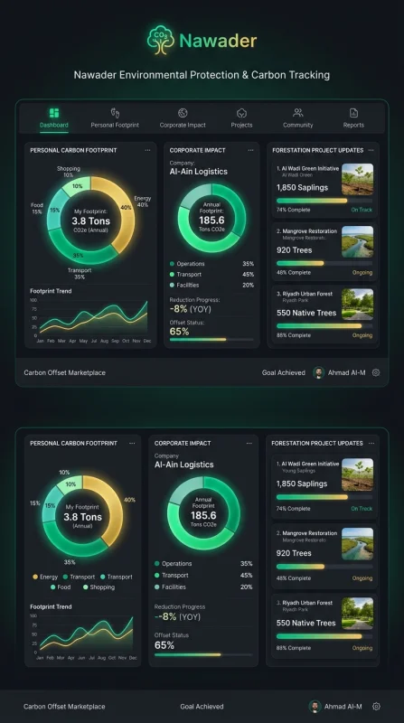 UI design Nawader carbon tracking