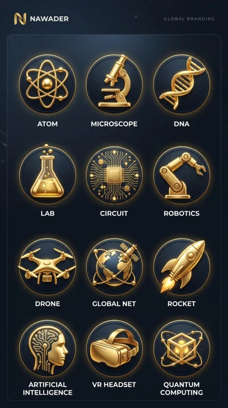 Golden icons for Science Technology