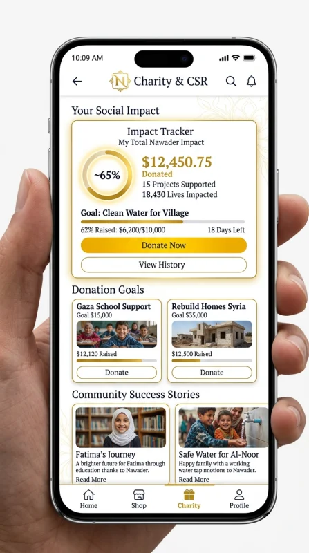 Mobile UI Charity Impact Tracker