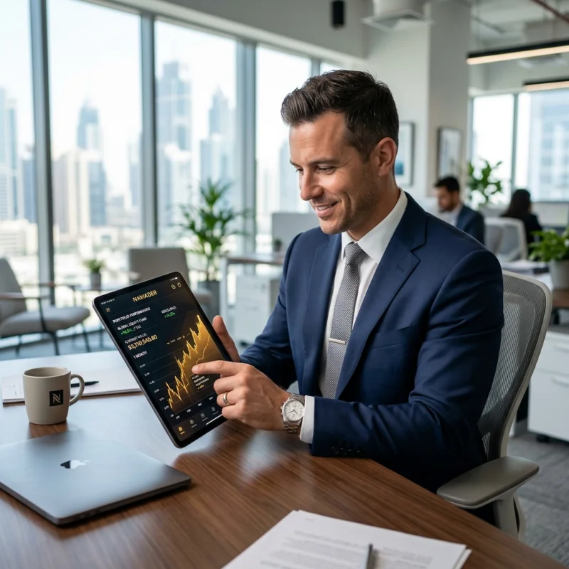 Businessman using tablet managin…