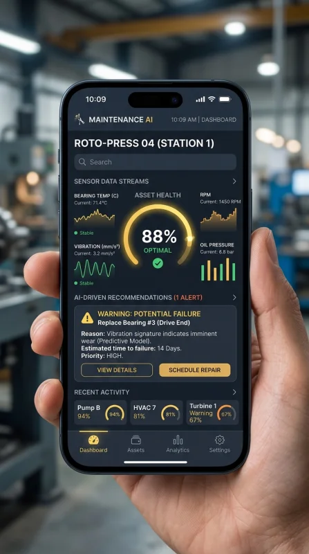 Mobile UI Industrial Maintenance AI