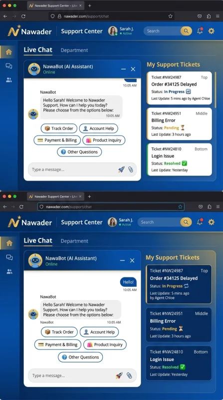 AI Support Live Chat Interface
