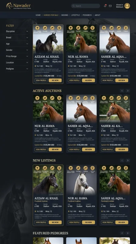UI for horse profiles