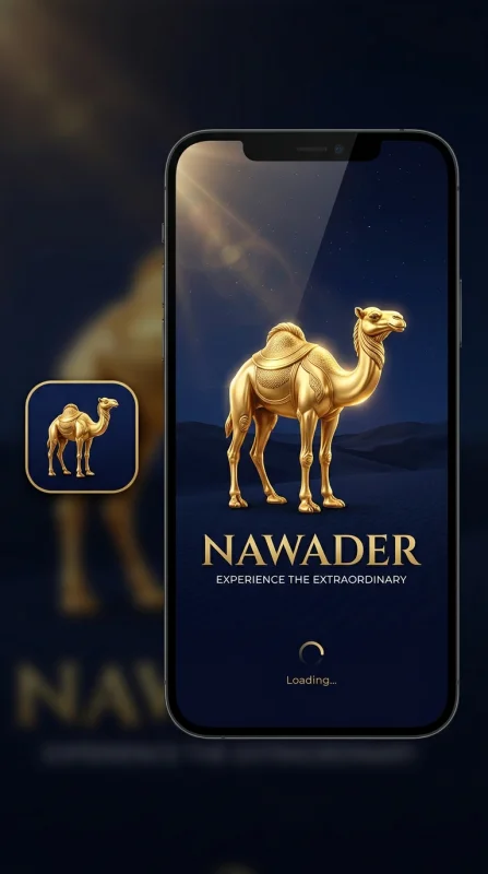 Golden camel logo midnight blue